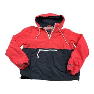 Abercrombie & Fitch Anorak Jacket Unisex S Coral Pink Navy Hooded Windbreaker
